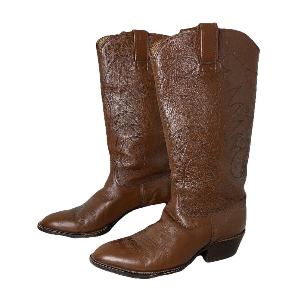 Vintage R-Custom Made The Tack Room Brown Leather Western Cowboy Boots Women 6.5